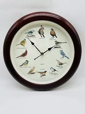 Vintage Wood 1997 MFA Quartz Singing Birds Wall Clock - Wooden 13” Round Tested • $19.99