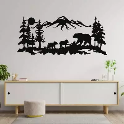 Metal Wall Decor Metal Bear Family Art Tree Mountain Decoration Bear Wall Art • $210