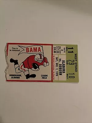 December 2 1978 Alabama Vs Auburn Football Ticket Stub • $9.99