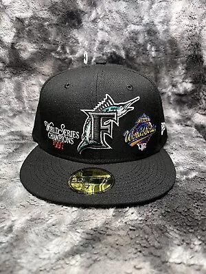 Florida Marlins New Era Black 1997 World Series Champions Cooperstown Hat 7 1/2 • $39.99