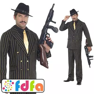 Smiffys 20s Godfather Mafia Gangster Gold Adults Mens Fancy Dress Costume • £30.79