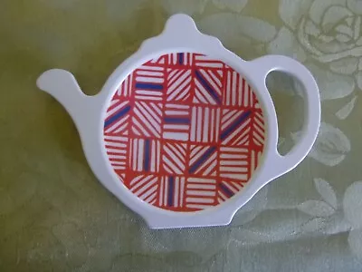 Lovely Melamaster England Melamine Teapot Shape Spoon Teabag Tidy *Diced Pattern • $8