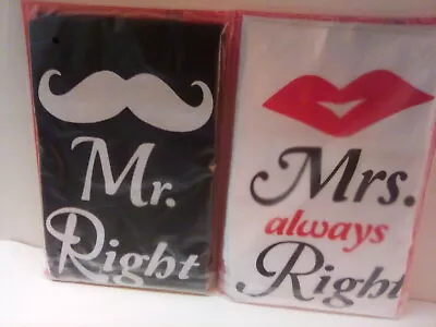 Pair Of Fun  Mr. Right  &  Mrs. Always Right  One Size Kitchen Aprons - NEW • £13.75