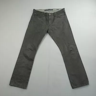 Ralph Lauren Black Label Waxed Coated Straight Jeans Mens 33x30 Gray Motorcycle • $84.99