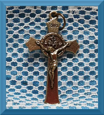 Miraculous Medal Cross Catholic Crucifix Flared Pendant 1.5  1 1/2  Bronze BXC0A • $1.90