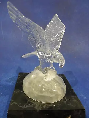 Crystal D'Arques Lead Crystal Eagle On Frosted Pedestal Glued To Wooden Base • $14.99