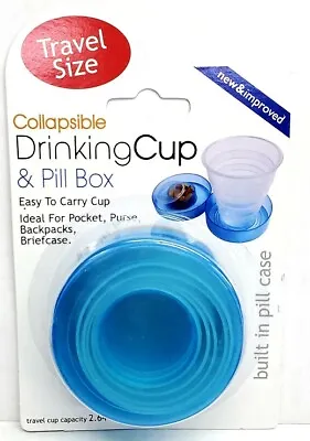 Collapsible Drinking Cup & Pill Box Case Organizer Vitamin Medicine Travel New  • $6.95