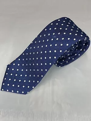 Countess Mara Mens Silk Tie Blue White Polka Dot 3” X 62” Mens Necktie  • $10