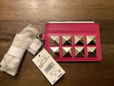 NWT Michael Kors Wallet Jet Set Charm Leather Chain ID Card  - Wild Berry - $98 • $24.88