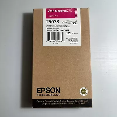 Genuine Epson T6033 Vivid Magenta Ink For Stylus Pro 7880 9880 Date: 08/2014 • $19.99