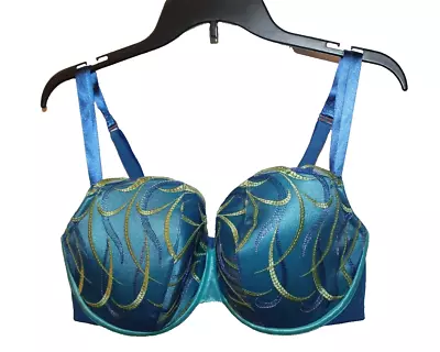 Cacique Blue Full Coverage Underwire Bra 42DD BLUE GREEN • $18.99