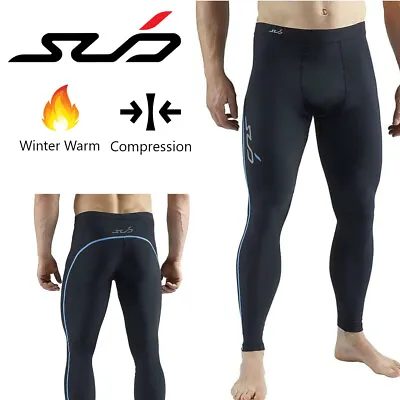 Mens Thermal Leggings Tights Black Compression Base Layer Winter Skins Sub Sport • £14.95