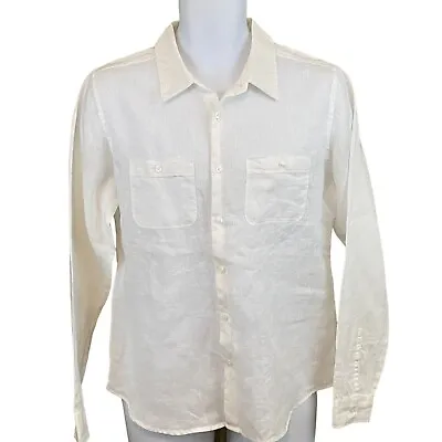 Vintage Island Company Linen Shirt Mens Size XL Button Up White Long Sleeve • $19.99