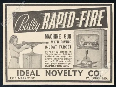 1940 Bally Rapid Fire Machine Gun Arcade Game Photo Vintage Trade Print Ad • $9.99