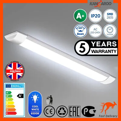 4FT 5FT 6FT 8FT LED Batten Slimline Tube Light Fitting Garage Lamp 6500k • £17.59