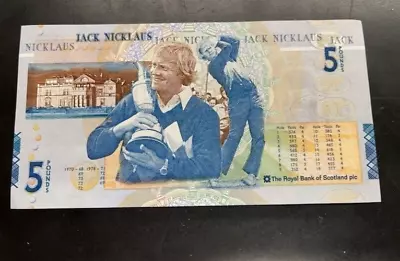 The Royal Bank Of Scotland 2005 £5 Pounds Note Jack Nicklaus • $12