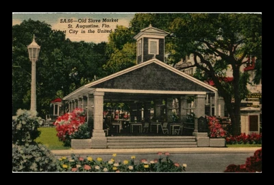 $0.35 • Buy Old Slave Market St Augustine Florida Linen Postcard Unposted
