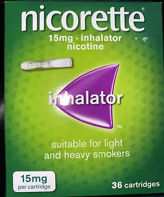 £40 • Buy Nicorette Inhalator Nicotine - 15mg - 36 Cartridges **BRAND NEW & SEALED**