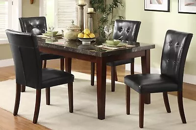 Kitchen Room 5pc Dining Set Marble Top Dining Table And 4 Side Chairs Set Wooden • $1249