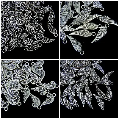 50 Pcs - Tibetan Silver Angel Fairy Wing Charms Craft Beading Jewellery UK ML • £12.95