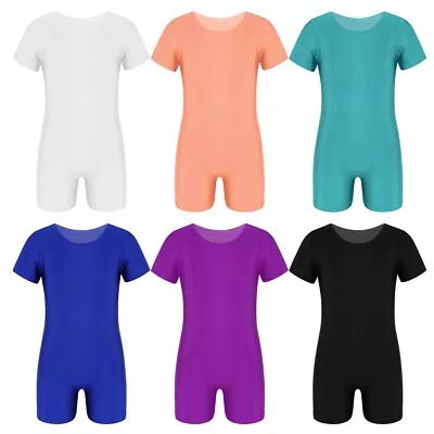 £6.43 • Buy Boys Girls Short Sleeve Gymnastics Shorts Leotard Unitard Ballet Dance Jumpsuit