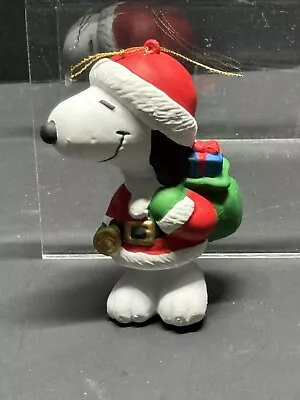 Peanuts Santa Snoopy Christmas Ornament Green Toy Bag 3 1/2  • $7.45