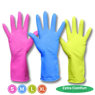 1-144 Pairs Household Rubber Latex Long Sleeve Gloves Washing Up Dishes Cleaning • £2.99