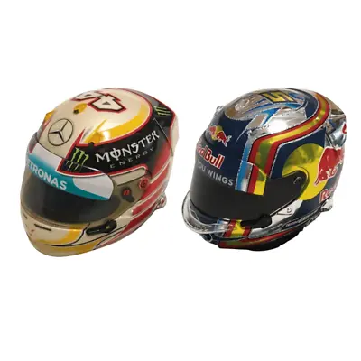Mini Helmet Figure F1 L Hamilton Carlos Sainz Jr 2pcs Set Red Bull MONSTER Used • $164