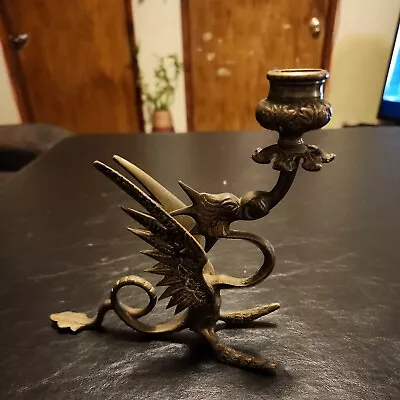 $64.99 • Buy Vintage Italian Venetian Bronze Dragon Candle Holder