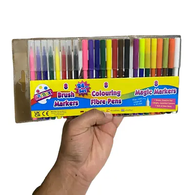 £3.99 • Buy 24pc Felt Tip Pens Set Fibre Pen Magic Markers Drawing Colouring Art School Kids