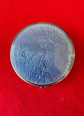 £87.61 • Buy STERLING SILVER GUILLOCHE ENAMEL COMPACT, ELGIN, C. 1930