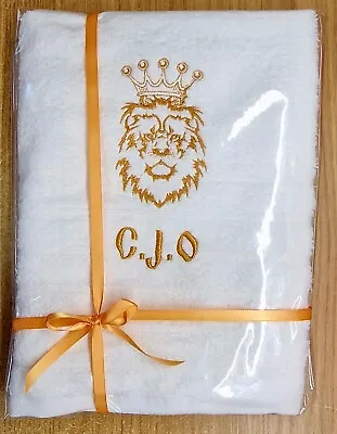 £35 • Buy Personalised Name Boss Lion Embroidered Towels  Gift Christmas Birthday Present