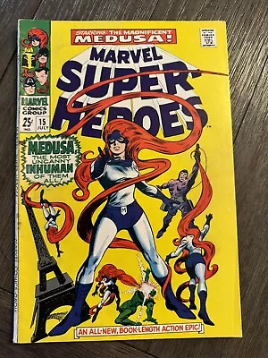 Marvel Super-Heroes 15 VF VF+ 1st Solo Medusa Silver Age Beauty Marvel 1968 • $69.99