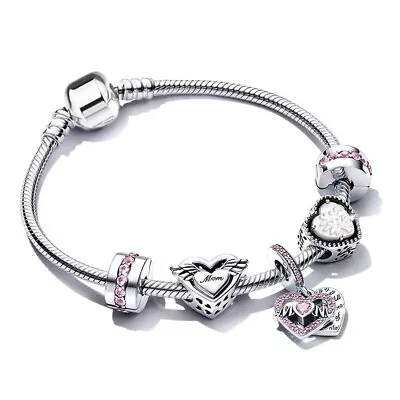 925 Sterling Silver Guardian Angel European Charm Bracelet Size 7.5   092880 • $15.78