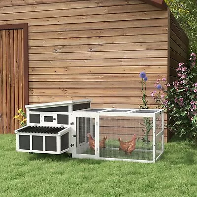 Wooden Chicken Coop With Nesting Box For 6 Chickens Dark Gray • $324.99