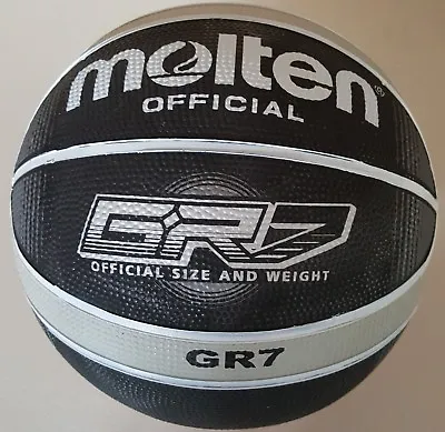Molten BGR5-KS Premium Rubber Basketball - Black/Silver 27.5 Children's Size 5 • $27.99
