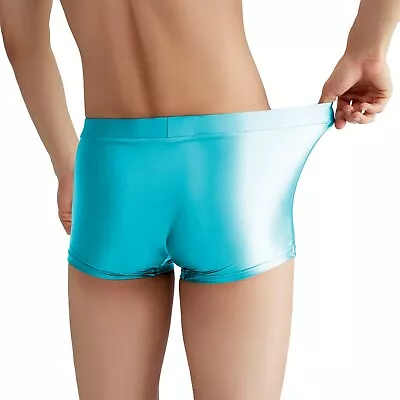 Men Shiny Activewear Shorts Stretch Icy Silk Sports Fitness Running Boxer M-3XL • $18.49