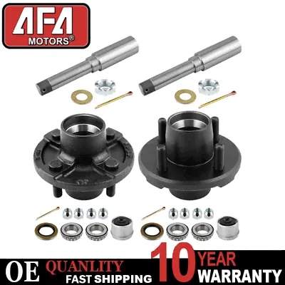 2PK Trailer Axle Kits With 4 On 4  Bolt Idler 1  Hub And Round Bt8 Spindle • $82.85