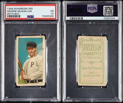 1909 T206 George McQuillan With Bat Philadelphia PSA 1.5 *** Sovereign 350*** • $69.99