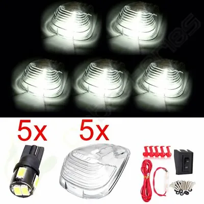 5 X Clear Lens White LED Cab Roof Lights Kit Running Clearance Marker Lamps Set • $15.99