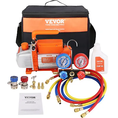 VEVOR 3.5 CFM 1/5 HP Air Vacuum Pump HVAC AC Air Tool + Manifold Gauge Kit • $101.89