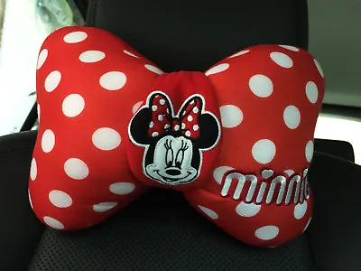 Minnie Mouse Car Accessory #01 : 1 Piece Neck Rest Cushion Head Pillow RedWhite • $18.50