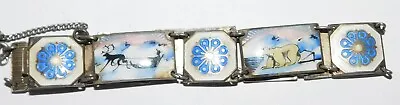 Vintage David Andersen Guilloche Enamel Sterling Silver Winter Scene Bracelet • $162