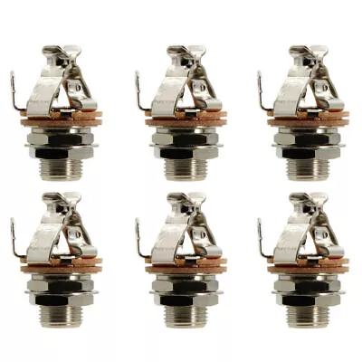 Bulk Set (6X) Pure Tone Mono 1/4 Inch Nickel Output Jack - With ADDED Hex Nut • $25.70