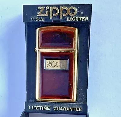 Vintage Zippo Lighter ‘B.J.D’ Slim Golden Tortoise Boxed NR43 • $50