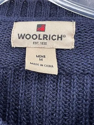Vintage Woolrich 4 Button Blue Henley Fisherman Sweater Men's Medium Excellent • $22
