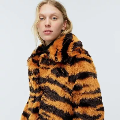 NWT J. Crew Collection $278 Faux Fur Tiger Coat AF008 | Size X-Small & Small • $129.99