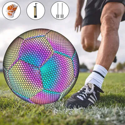 Light Up LED Football Reflective Football Size 5 Soccer Ball Glow In The Dark • £8.69