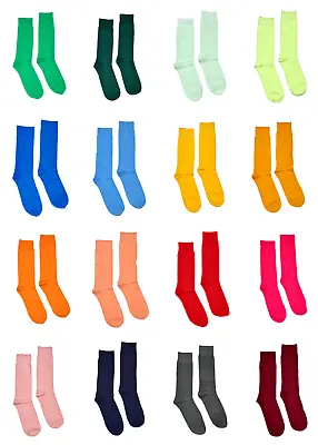 Mens Colorful Dress Crew Socks Solid Color Wedding Party Costume Prom Groomsmen • $9.50