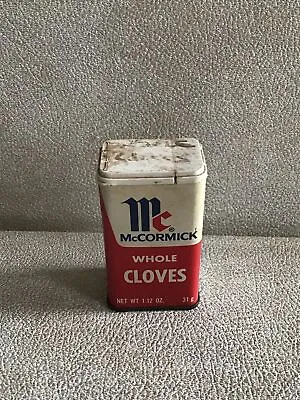 VIntage McCORMICK WHOLE CLOVES SPICE TIN 1.12 OZ Plastic Lid 1974 Red Baltimore • $7.50